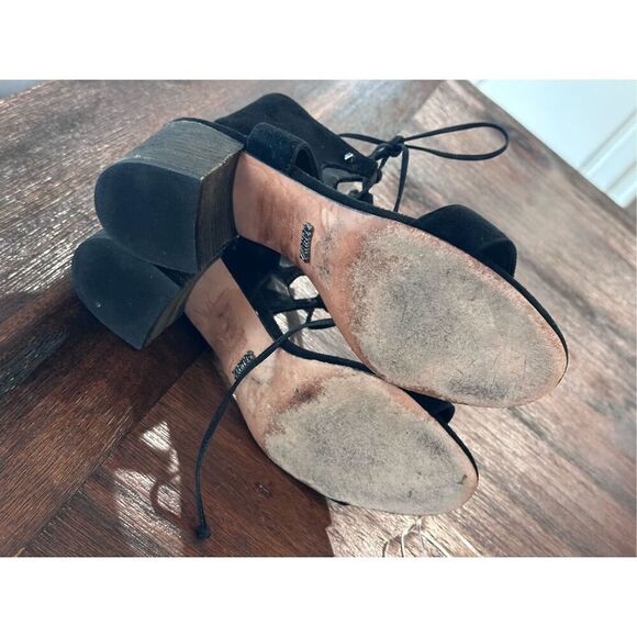 SCHUTZ Suede Darby Lace-Up Heeled Sandals - Picture 7 of 8